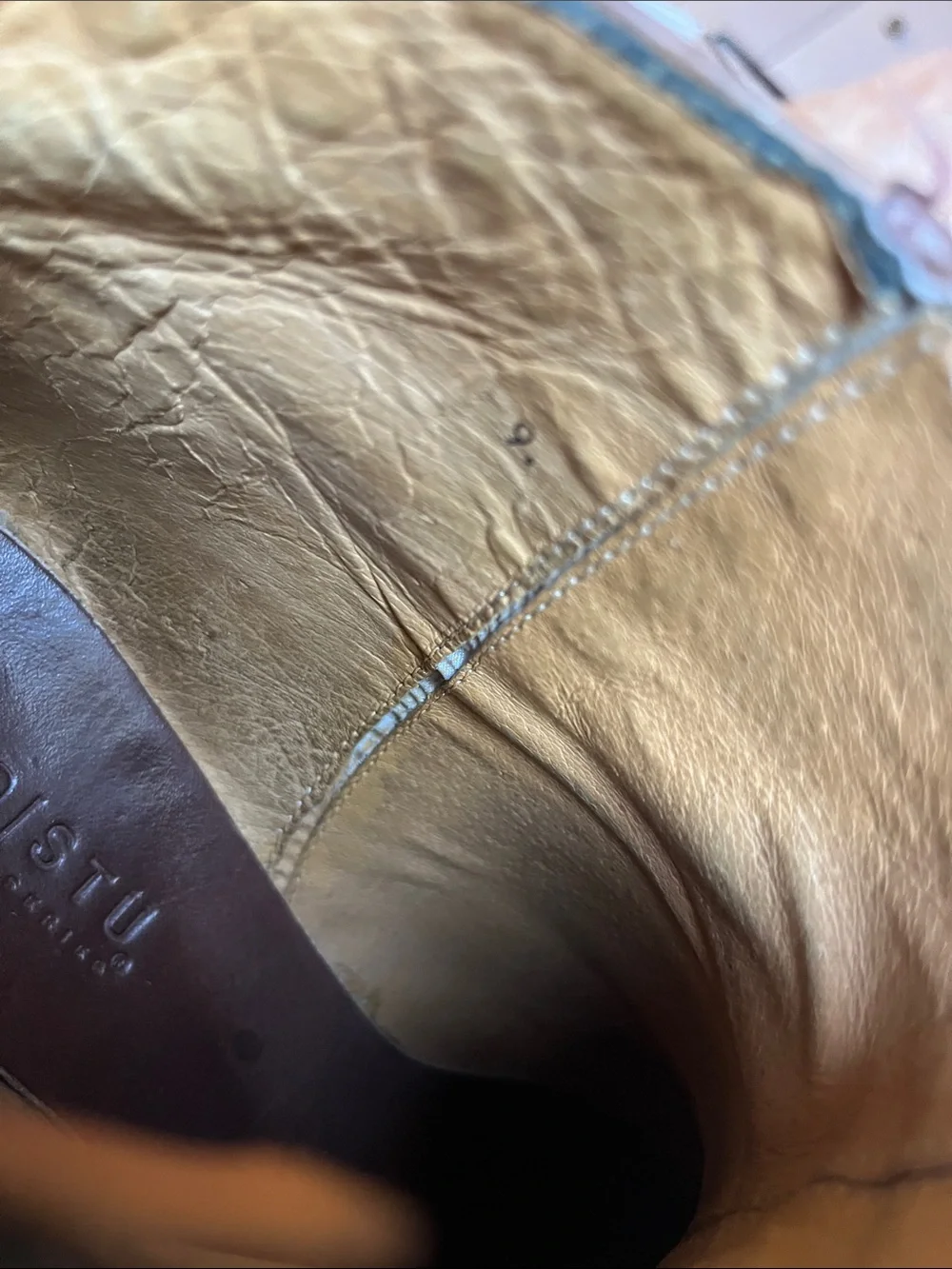 Bed Stu Brown Leather Studded Wedge Ankle Boots